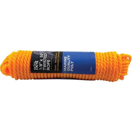 All-Source 1/4 In. x 50 Ft. Yellow Twisted Polypropylene Packaged Rope 729402